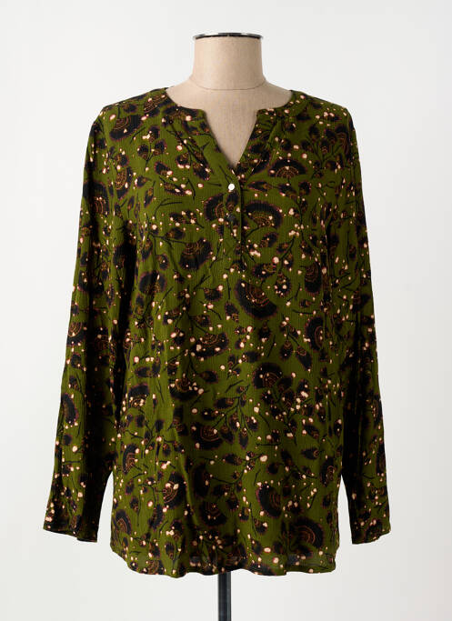 Blouse imprimé fantaisie manches longues vert CISO femme