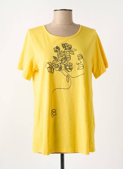 T-shirt sérigraphie floquée manches courtes jaune CISO femme