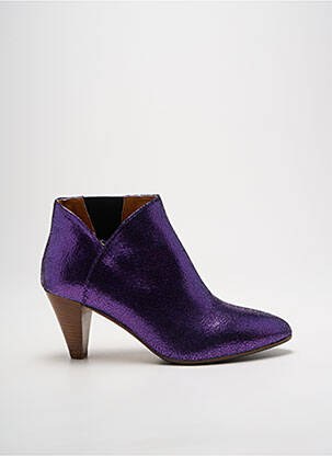 Bottines/boots tissage satiné talon de 7 à 9cm violet LES:VENUES femme