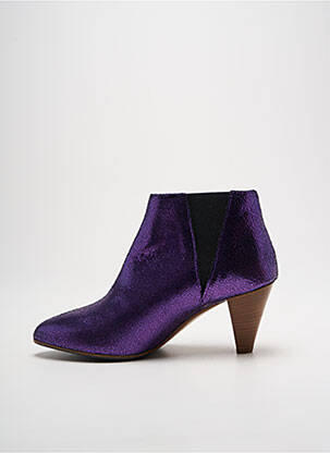 Bottines/boots tissage satiné talon de 7 à 9cm violet LES:VENUES femme
