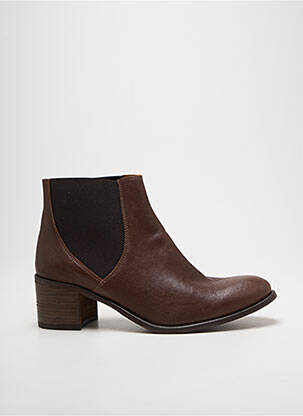 Bottines/boots tissage satiné talon de 4 à 6cm marron ALIWELL femme