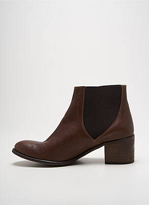 Bottines/boots tissage satiné talon de 4 à 6cm marron ALIWELL femme