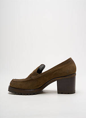 Mocassins nubuck talon de 7 à 9cm vert NIMAL femme