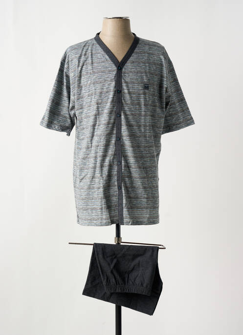 Pyjashort imprimé rayures gris MASSANA homme