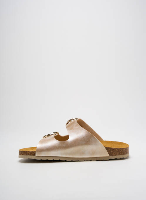 Mules/sabots tissage satiné talon plat jusqu'à 3cm or SANTAFE femme