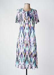 Robe mi-longue imprimé fantaisie manches courtes violet MASSANA femme