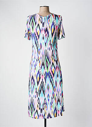 Robe mi-longue imprimé fantaisie manches courtes violet MASSANA femme