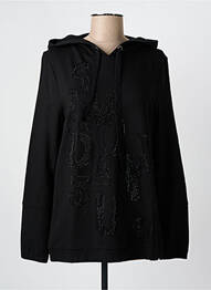 Sweat-shirt à capuche stretch manches longues noir CAPUCCINO femme