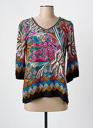 Blouse imprimé fantaisie manches 3/4 noir MASSANA femme