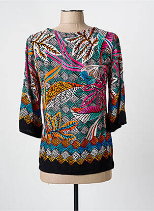 Blouse imprimé fantaisie manches 3/4 noir MASSANA femme