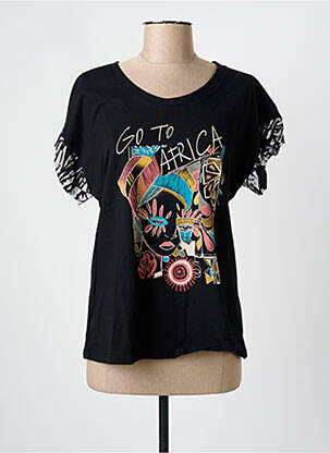 T-shirt sérigraphie manches courtes noir MASSANA femme