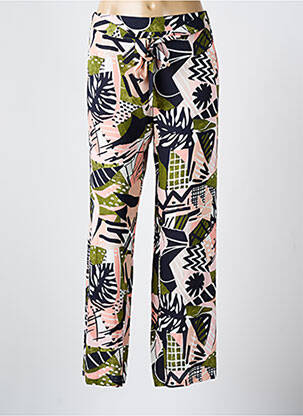 Pantalon droit tissage popeline taille normale noir MASSANA femme