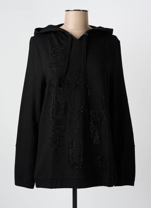 Sweat-shirt à capuche stretch manches longues noir CAPUCCINO femme