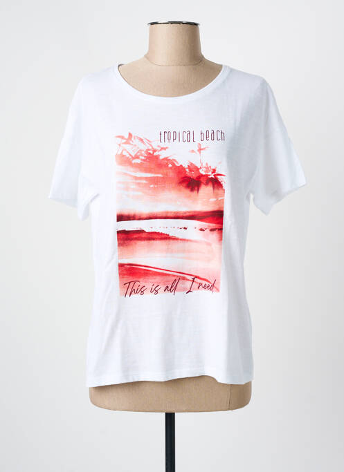 T-shirt sérigraphie manches courtes blanc MASSANA femme