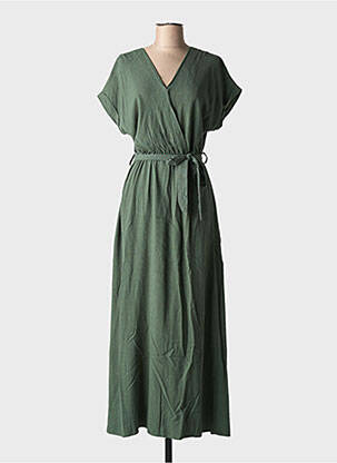 Robe longue manches courtes manches courtes vert GRACE & MILA femme