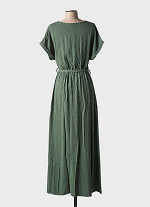 Robe longue manches courtes manches courtes vert GRACE & MILA femme