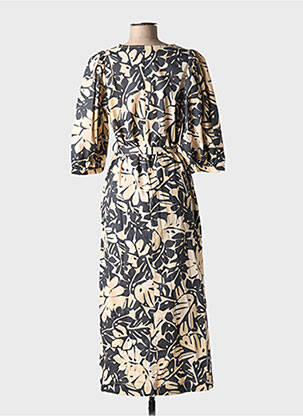 Robe longue manches courtes manches courtes beige GRACE & MILA femme