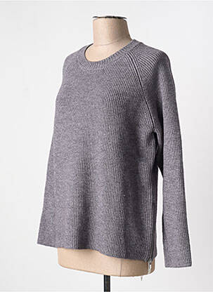 Pull tissage chiné manches longues gris NICE THINGS femme