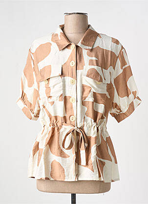 Chemisier coupe cintrée manches courtes beige SKATÏE femme