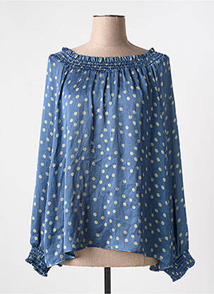 Blouse col rond manches longues bleu MY ESSENTIAL WARDROBE femme