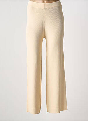 Pantalon flare taille élastique taille haute beige NICE THINGS femme