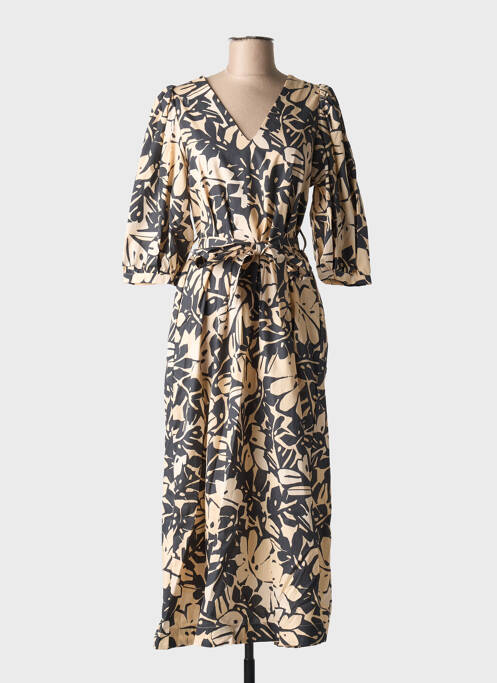 Robe longue manches courtes manches courtes beige GRACE & MILA femme