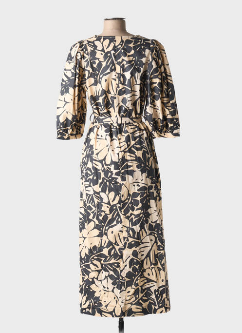 Robe longue manches courtes manches courtes beige GRACE & MILA femme