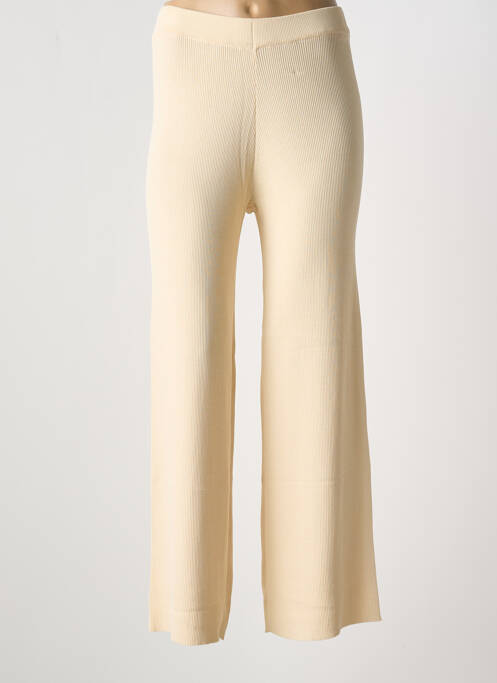 Pantalon flare taille élastique taille haute beige NICE THINGS femme