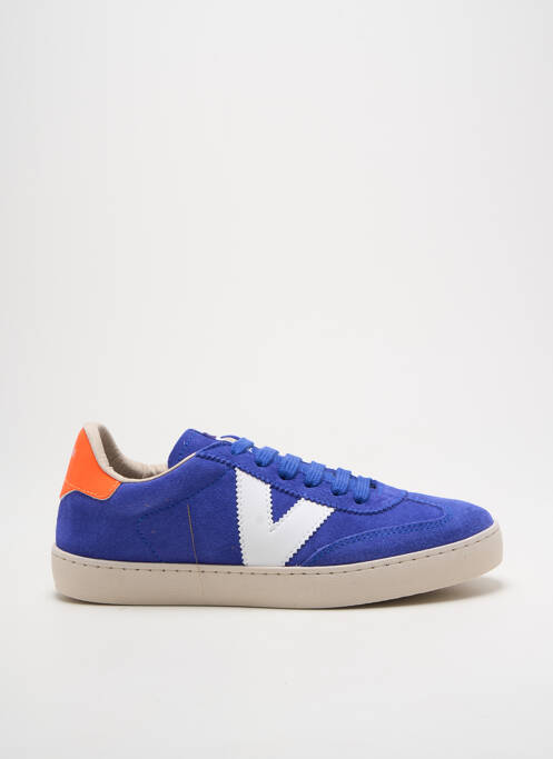 Baskets nubuck talon plat jusqu'à 3cm bleu VICTORIA femme