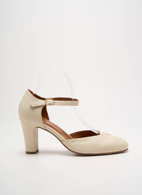 Escarpins tissage satiné talon de 7 à 9cm beige MAISON TOUFET femme