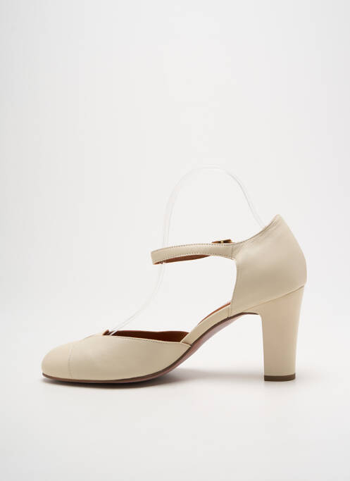 Escarpins tissage satiné talon de 7 à 9cm beige MAISON TOUFET femme