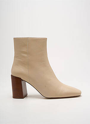Bottines/boots tissage satiné talon de 7 à 9cm beige SOFIA COSTA femme