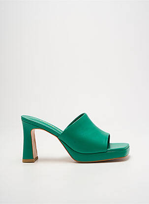 Mules/sabots tissage satiné talon de 7 à 9cm vert LODI femme