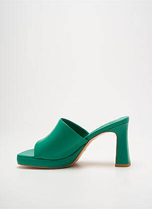 Mules/sabots tissage satiné talon de 7 à 9cm vert LODI femme