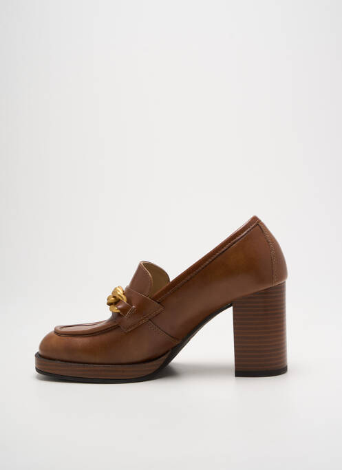 Mocassins tissage satiné talon de 7 à 9cm marron NERO GIARDINI femme