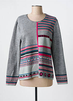Pull col rond manches longues gris GRIFFON femme