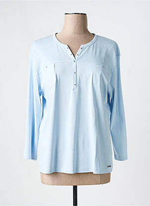 Top col rond manches 3/4 bleu GRIFFON femme