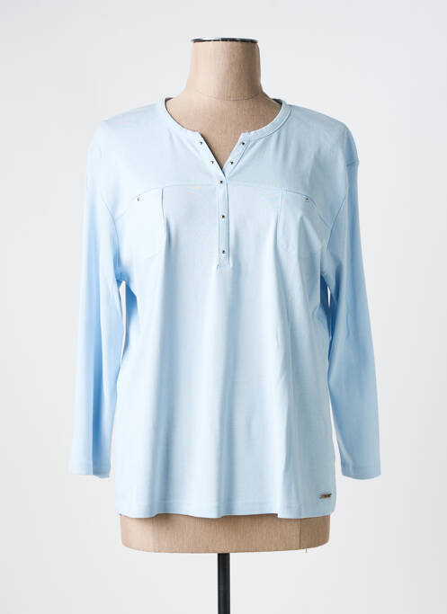 Top col rond manches 3/4 bleu GRIFFON femme