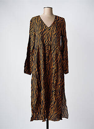 Robe mi-longue manches longues manches longues marron JDY femme