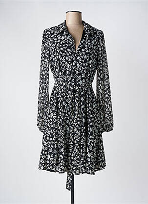 Robe mi-longue imprimé fleurs manches longues noir VERO MODA femme