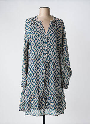 Robe mi-longue coupe fluide manches longues bleu JDY femme
