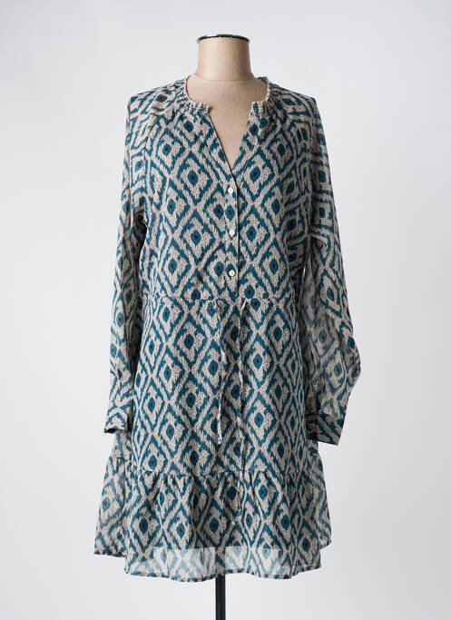 Robe mi-longue coupe fluide manches longues bleu JDY femme
