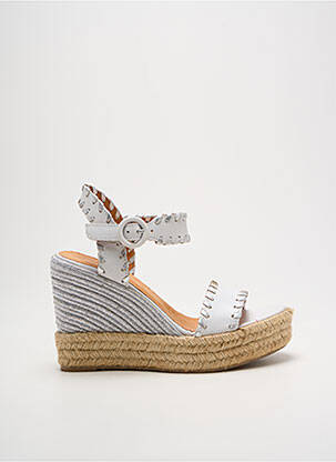 Espadrilles tissage satiné talon haut de 10cm et plus argent MINKA DESIGN femme