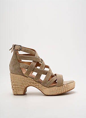Sandales/nu pieds semi compensé talon de 7 à 9cm marron ADIGE femme
