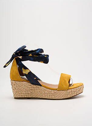 Sandales/nu pieds tissage satiné talon de 4 à 6cm jaune ADIGE femme