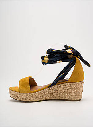 Sandales/nu pieds tissage satiné talon de 4 à 6cm jaune ADIGE femme