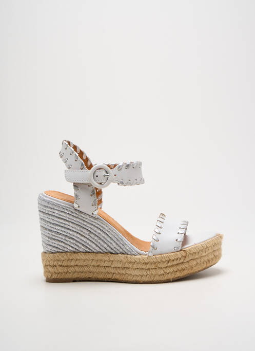 Espadrilles tissage satiné talon haut de 10cm et plus argent MINKA DESIGN femme