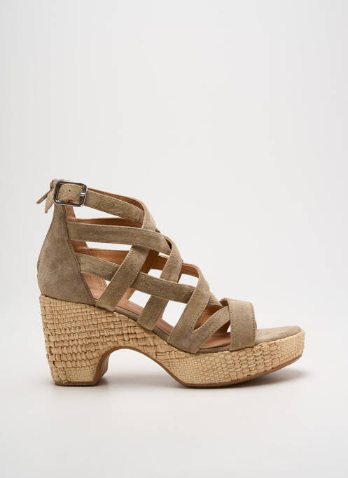 Sandales/nu pieds semi compensé talon de 7 à 9cm marron ADIGE femme