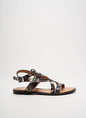 Sandales/nu pieds chiquet talon plat jusqu'à 3cm marron ADIGE femme