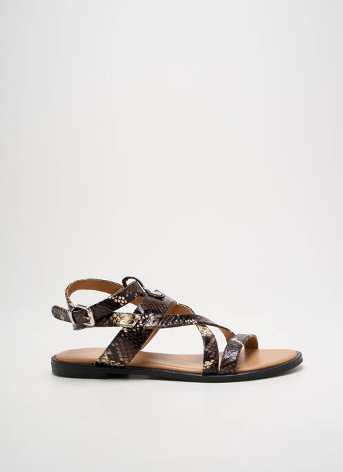 Sandales/nu pieds chiquet talon plat jusqu'à 3cm marron ADIGE femme